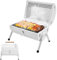 Holzkohlegrill Klein BBQ Grill Klappgrill Mini Koffergrill mit Deckel Tischgrill Tragbarer Grill Doppel Grillfläche für Outdoor Camping Balkon Picknick und Barbecue (Weiß)