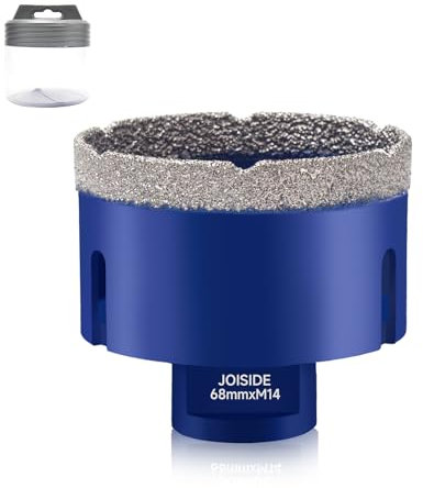 JOISEDE Fliesenbohrer 68mm x M14 Diamantbohrer Glasbohrer Fliesen Diamant Feinsteinzeug Bohrer für Keramik Granit Glas Porzellan Winkelschleifer Blau