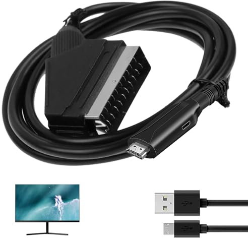 Adattatore da SCART a HDMI - Convertitore Full HD 1080P con cavo di alimentazione USB per TV, proiettore, monitor e altro