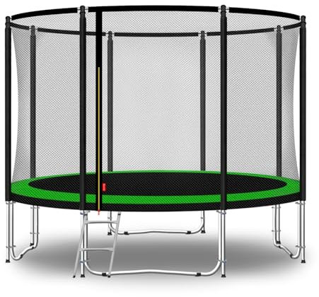 Baunsal® Trampolin Outdoor Ø 305 cm (FGOS) hellgrün-schwarz als Komplettset Gartenspielzeug Kindertrampolin Gartentrampolin rund Garten Spielzeug für Kinder