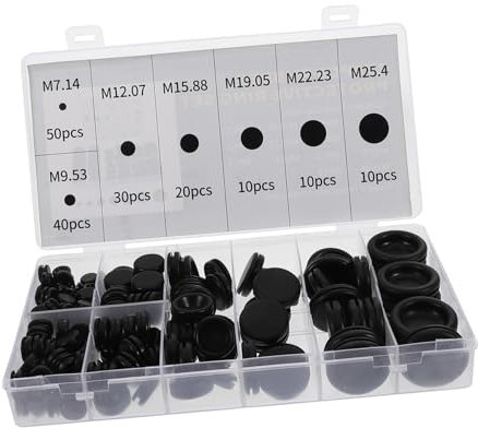 Zerodeko 170PCS Rubber Grommet Assortment Kit for Wire Protection and Cable Management Single-Sided Electrical Wiring Grommets for Plumbing and Wiring Applications