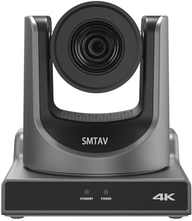 SMTAV 20X Optics Zoom 4KP60UHD NDI PTZ Camera, Support AI Auto Tracking and POE with Network IP Live Streaming, Simultaneous NDMi 3G-SDI and USB2.0 Video Output, for Conferences, Church, Teaching