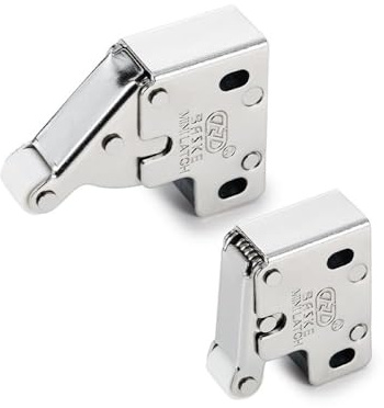 CARTONGESSO FAI DA TE - Cricchetti a molla push pull modello mini Latch. Clic clac, serratura per sportelli e botole di ispezione – scrocco con meccanismo di apertura a pressione. (2 pz, Argento)