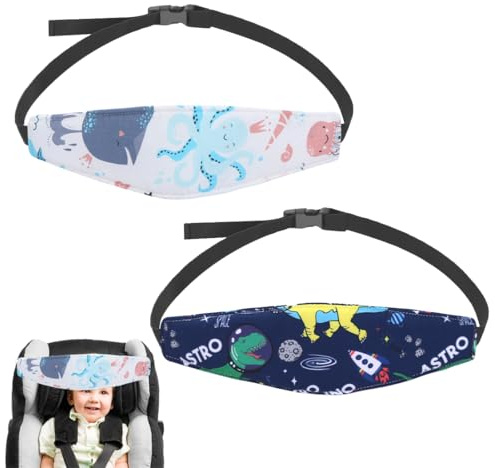 Kopfhalterung Kindersitz, 2 Stück Kopfstützen für Autositze, Einstellbare Laufställe Schlaf Stellungsregler Kinderwagen Kinderwagen Kindersitz Befestigung Riemen Kopf Halter