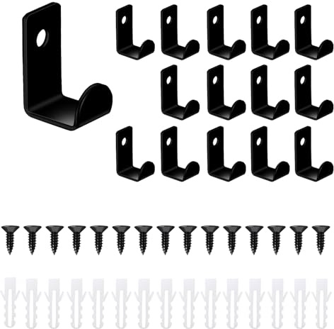 ShiJiuYou 15Pcs Black Metal Heavy-Duty Wall Hooks for Coats | Multi-purpose Hooks for Coats, Hats, Towels, Robes, Keys, And Bags.