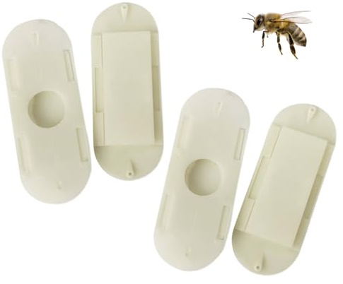 ChainYao 4Pcs Plastic Bee Escape Boards for Beehives, One-Way Escape Hole Bee Door, Practical Beekeeping Equipment for Honey Harvest & Hive Management, White