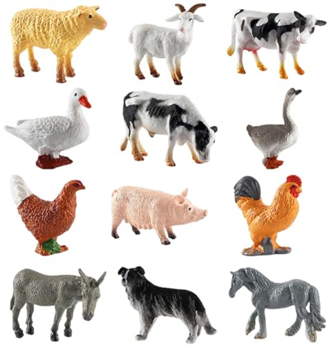 XDGBGFN 12 Stück Bauernhoftiere Set Bauernhof Tiere Mini Tierfiguren für Geburtstagsgeschenk, Raumdekoration, Partydekorationen
