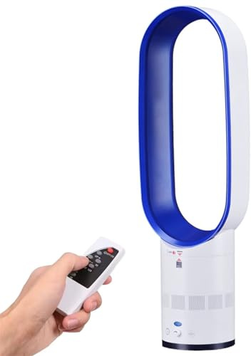 Ventilatore Torre Caldo Freddo 25,5 Senza Pale Telecomando velocità Multiple Timer 2 Ore Display LED Camera Letto casa Ufficio Oscillazione 90°