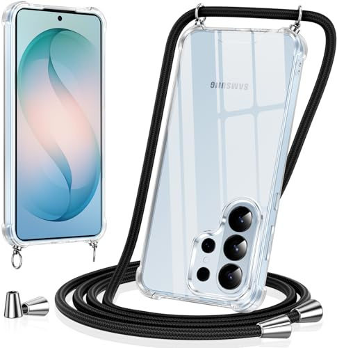 Vauki Handyband für Samsung Galaxy S26 Ultra Hülle mit Band Handyhülle Silikon Transparent zum Umhängen Stoßfest mit Kordel Necklace Schnur TPU Bumper Case für Samsung Galaxy S26 Ultra 6,9, Schwarz