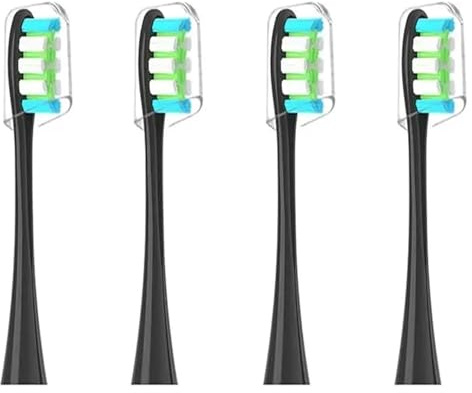 4 Stück/Packung elektrischer Zahnbürsten-Ersatzköpfe for Oclean alle Modelle x pro Elite, X, Pro, Flow, F1, Air 2. Mit hygienischen Kappen(4 Pcs black)