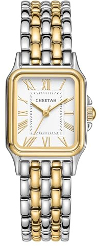 CHEETAH Armbanduhr Damen Uhr Bicolor: Edelstahl Gehäuse with Wasserdicht 30M - Stilvolle Zweifarbige Damenuhr Gold Silber Zifferblatt