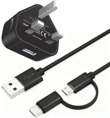 10W Fast Charger for Kindle Fire Tablet, Micro Cable and USB C Charging Cord for Kindle Paperwhite,All Generation Fire HD 10 8 7 Plus,Max 11, Kids Pro,Edition Touch, Fire TV Sticks, Type C Cable 3.3ft