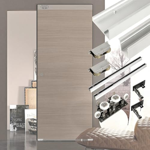 Xalteafe Kit Puerta Corredera Invisible,Kit de Herrajes para Puerta Fantasmal,Riel Invisible para Puertas Corredizas de Granero,Herrajes para Puerta Ghoste Sin Riel,para dormitorios,lavaderos