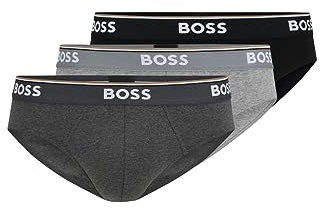 BOSS Men's 3-Pack Classic Regular Fit Stretch Briefs, Gray/Charcoal/Black, XL (Pack of 3)