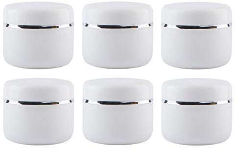 6 Pcs 8 oz (250ml) Bocaux cosmétiques en plastique blanc avec doublures intérieures et couvercles de dôme Contenants cosmétiques de maquillage rechargeables Caisses