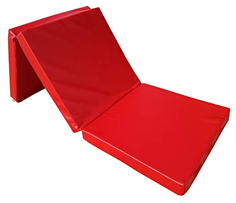 Natalia Spzoo Kunstleder Gymnastik Faltmatratze 195 x 65 x 8 cm mit Haltegriff (Rot)