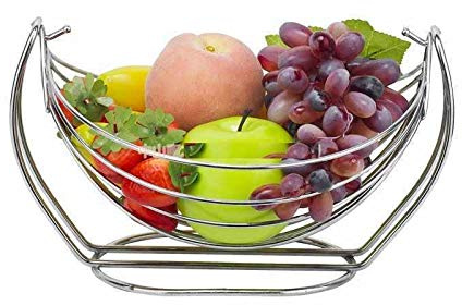 Swinging Fruit Basket Wire Display Basket with detachable Baskets Compact Lightweight Fruit Bowl for Kitchen Counter or Camping Decorative Centrepiece (1 Tier)