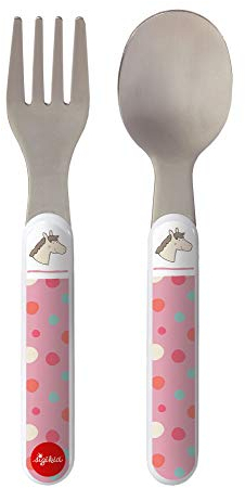 SIGIKID 25083 Kinder-Besteck Pony Hoppe Dot Mädchen Besteckset Gabel&Löffel empfohlen ab Geburt rosa