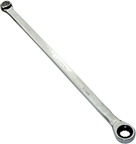AERZETIX - C45618 - Clé plate bi-hexagonale polygonale double à oeil/anneau 12mm - vers clé à cliquet 12mm extra longue métrique 12 pans - longueur 33cm - manche droite/polie - en acier CR-V