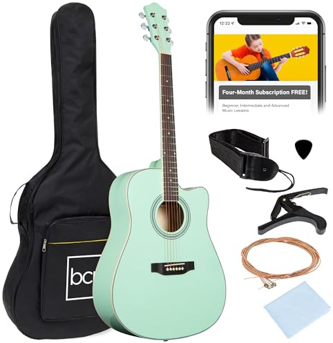 Best Choice Products 41in Beginner Acoustic Guitar Full Size All Wood Cutaway Guitar Starter Set w/Case, Strap, Capo, Strings, Picks - SoCal Green