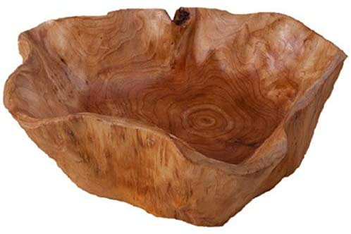 Hinleise Bol à fruits en bois pour la maison, assiette à bonbons, assiette à fruits sculptée sur bois, assiette à fruits racines, 20-24 cm