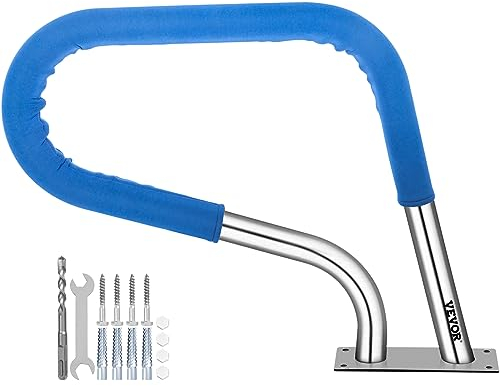 VEVOR Schwimmbad-Handlauf Edelstahl 81,2x58,4 cm Pool Haltegriff 113 kg Tragbar Einstiegshilfe Pool Ø 4,8 cm Griffbogen mit ca.122 cm Griffhülle Geeignet für Schwimmbäder Schräglagen Spa Wasserpark