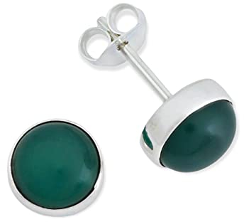 Ohrstecker 925 Silber grüner Onyx Stein Edelstein Ohrringe echt Silber Damen Sterling Silber Stecker Geschenk(MOS-042-14)