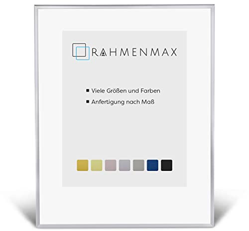 RahmenMax® Alaska Bilderrahmen 80x100 cm zum Aufhängen/Bilderrahmen Maßanfertigung möglich/Posterrahmen aus Aluminium/Bilder Rahmen in Silber Matt mit Acrylglas/Puzzle Rahmen