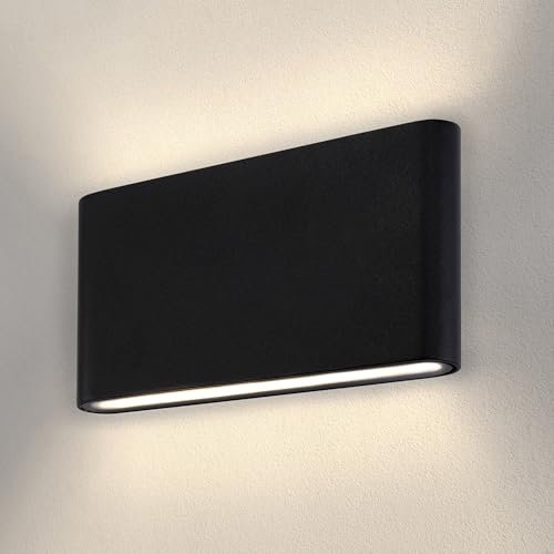 Ledvion Mira M, LED Wandleuchte Außen, Schwarz, Ausenlampe, Beidseitig, Up Down Light, 3000K, 12W, IP54, Innen und Außen, Modernes Design