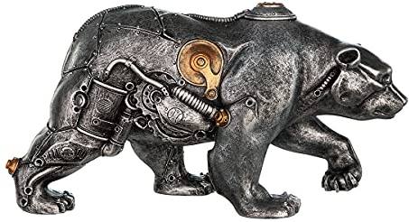 Brillibrum Design Figur Steampunk Zimmer Dekoration Bär Mechanical Skulptur Zahnrad Dekoration Industrial Steam Punk Kunst Figur (Bär/Variante 5)