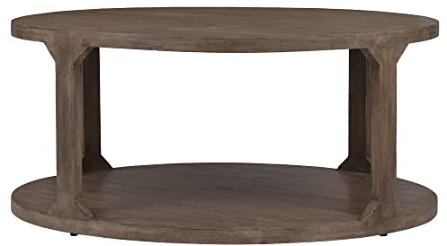 WOMO-DESIGN Couchtisch Mekka Ø 100x45 cm rund Natur, Unikat handgefertigt Massivholz Mangoholz, Moderne Holzoptik, Vintage Design, Sofatisch Kaffeetisch Wohnzimmertisch Holztisch Beistelltisch Tisch