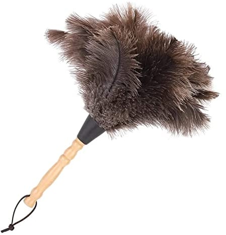 Cdemiy Ostrich Feather Dusters, Real Feather Duster, Anti Static Dusters with Wooden Handles, Cleaning Tool for Office, Home Living Room, Bookshelf, Keyboard (35CM)