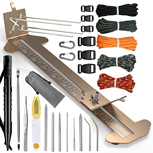 WILDAIR Paracord Bracelet Jig Kit with Knotters Tool Marlin Spike Paracord FID Set Lacing Needles/Fids for Paracord Work Paracord Tool Kit Adjustable Length 4 to 13 Paracord Jig Bracelet Maker