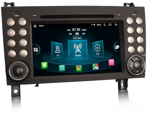 ERISIN 8-Kern 4GB RAM 64GB ROM 7 Zoll Android 14 Autoradio Bluetooth GPS Navigation für Mercedes Benz SLK Klasse R171 SLK200 SLK280 Kabelloses Carplay Android Auto DAB+ OBD2 DSP RDS WiFi 4G CD DVD