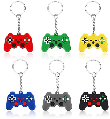 Bymivofun 6 pièces Porte-clés Manette de Jeu, Porte-clés de Contrôleur de Jeu, Porte-clés de Jeu en Silicone, pour sac Cadeau Voiture Porte-Clés Portefeuille sac à dos Anniversaire Jeu Fête