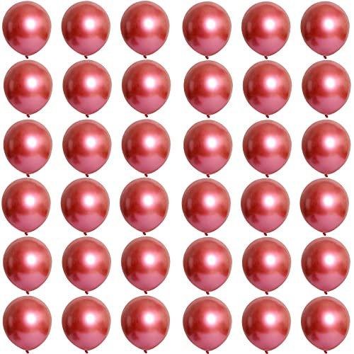 Luftballons Metallic Rot 12 Zoll für Party Glänzende,36 Stück 30cm Metallisches Chrom Rot Latex Luftballons Helium Ballons für Geburtstag,Hochzeit,Babyparty Graduierung Weihnachts Party Dekoratione