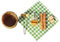 predolo 1/12 Lebensmittel Miniatur Dekor Puppenhaus Miniatur Lebensmittel Brot Im Korb & Picknick Tuch Set für Puppenhaus Dekoration Spielzeug Display Requisi, Grünes Plaid