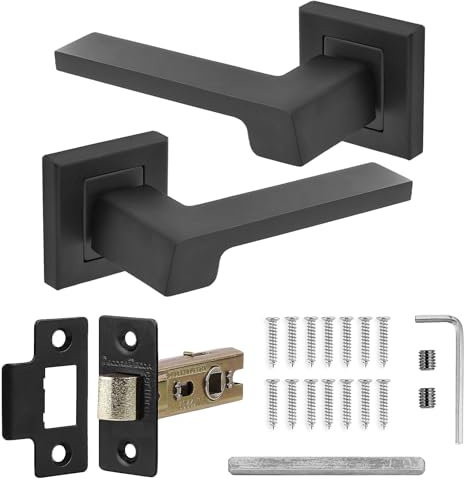 Decoranddecor Black Door Handles Internal – Aluminium Matt Black Door Handle Sets for Interior Doors | Internal Door Handles with Mortice Latch | Spectra Range
