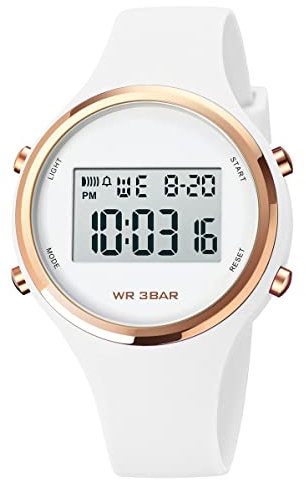 GBB Montre numérique pour femme, multifonction, étanche, tendance, colorée, sport pour femmes, filles, étudiantes, Blanc (1720), Moderne