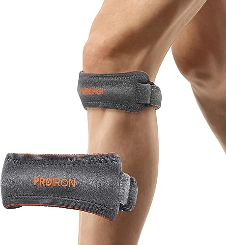 PROIRON 2 Pack Tutore Ginocchio, Fascia ginocchio, Cinturino al ginocchio per tendinite della rotula, Tutore Ginocchio Rotula Ginocchiera per Escursionismo, Calcio, Basket, Baseball, Corsa, pallavolo