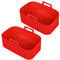 SPARES2GO Air Fryer Drawer Basket Liner Rectangular Silicone Dual with Handles (Pack of 2, Red)
