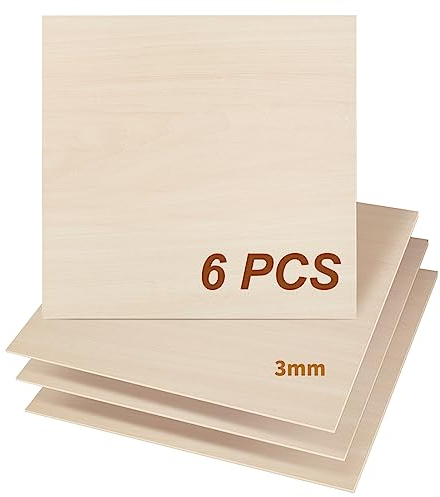 Dofiki 25 pezzi 3mm compensato tiglio Foglio 300 x300 x3mm compensato per taglio laser incisione legno combustione costruzione modello 11,8 x 11,8 x 1/8 
