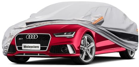 10 Layers Saloon Car Cover Waterproof Breathable Large,100% Waterproof Outdoor Car Covers Rain Snow UV Dust Protection Custom Fit for Audi A8, Mercedes-Benz S-Class, BMW 7 Series, Etc.