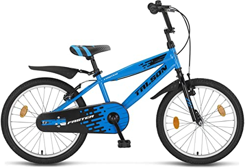 Talson 20 Zoll Kinderfahrrad inkl. Reflektoren, Schutzblech und weiterem Zubehör Mädchen Jungen Fahrrad (Blau)