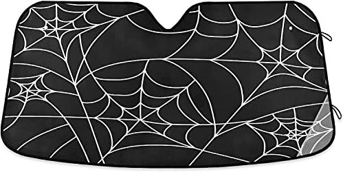 Halloween-Spinnennetz, Auto-Windschutz, Sonnenblende, Sonnenschutz, LKW, Auto, Hitzeschatten, 130 x 70 cm