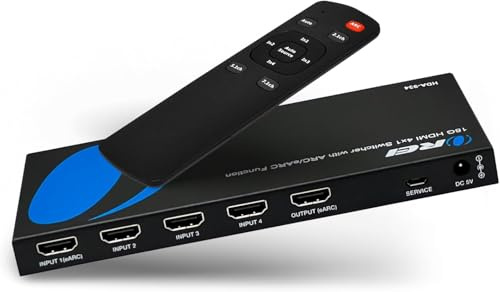 OREI eARC 4K 60Hz Dolby Atmos Audio Extractor Switch with 3 Inputs - Connect ARC/eARC Soundbar. HDMI 2.0 and HDCP 2.2 Compliant - CEC Pass Through - HDR, Dolby Vision Supported (HDA-934)