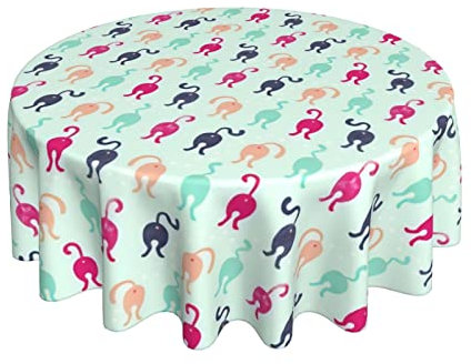 Wachstischdecke Cat Butts Mint Pink Rund Party Tischdecken Pflegeleicht Wachstuchtischdecke 152Cm Für Jubiläum Geburtstag Terrasse
