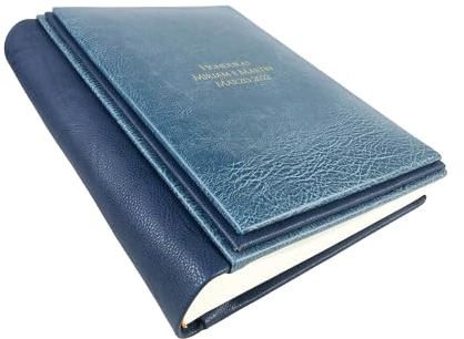 Fotoalbum - Eclissi Vintage - handgefertigte Herstellung aus Kunstleder, personalisierbar mit Gravur. Ideal für Hochzeiten, Jubiläen und alle Veranstaltungen (Marineblau-Blau)