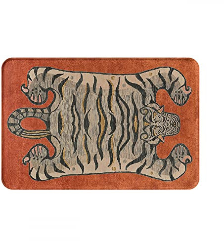 Fußmatte für den Innen- und Außenbereich, Motiv: tibetischer Tiger, langlebig, rutschfest, für Terrasse, Garage, Garten, Küche, Türmatten, Veranda, Geschenke, 50 x 80 cm
