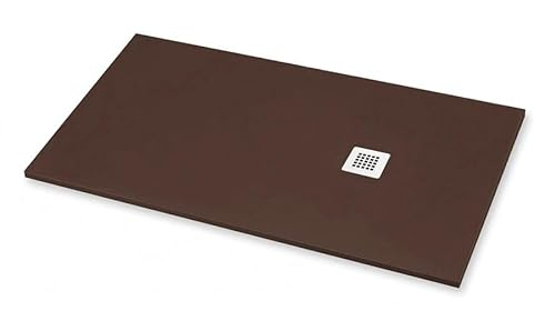 Piatto Doccia 90X120 cm Extra Slim Cioccolato Ral 8017 In Resina Sintetica e Polvere Di Marmo Con Piletta In Omaggio
